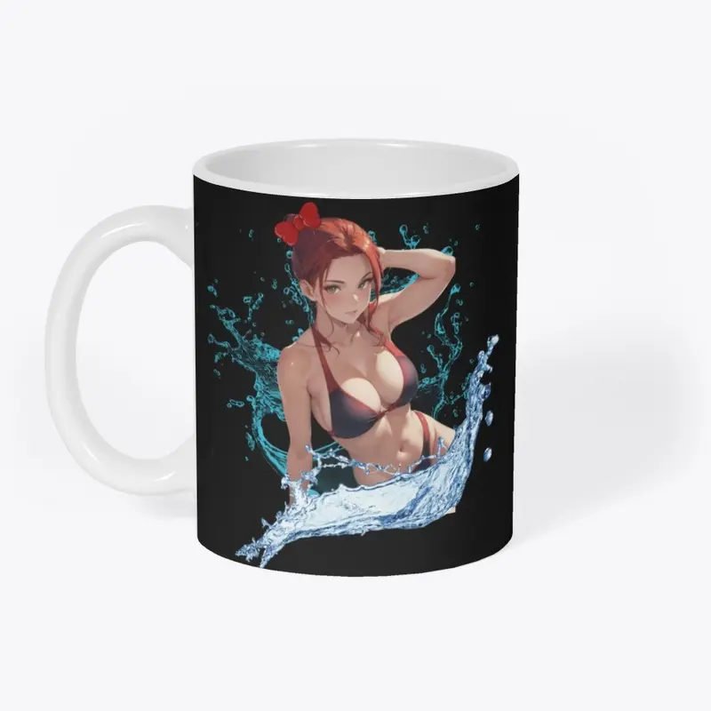 Red-Haired Waifu in Water Splash