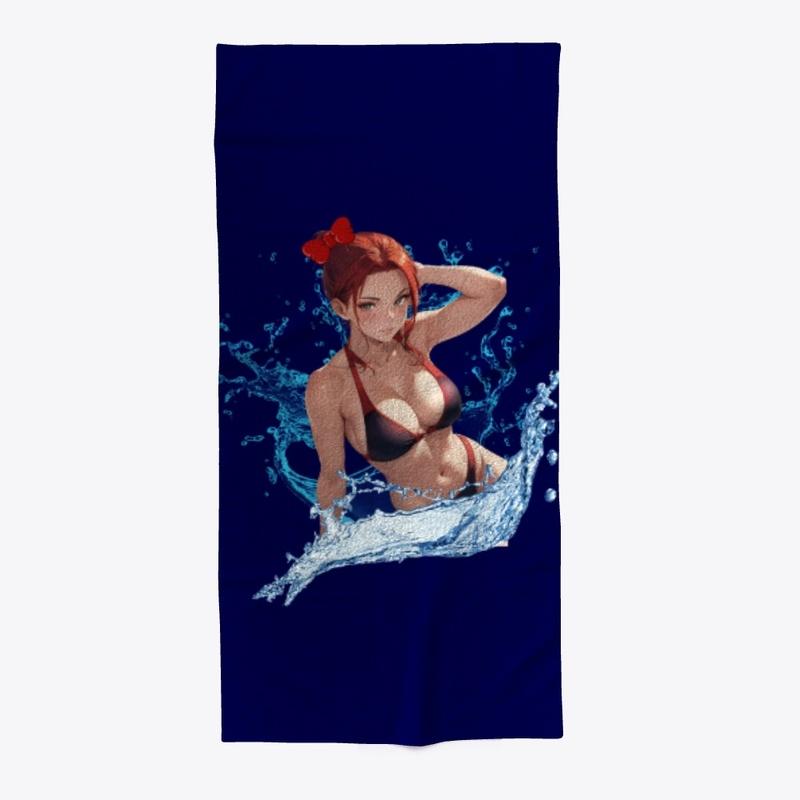 Red-Haired Waifu in Water Splash