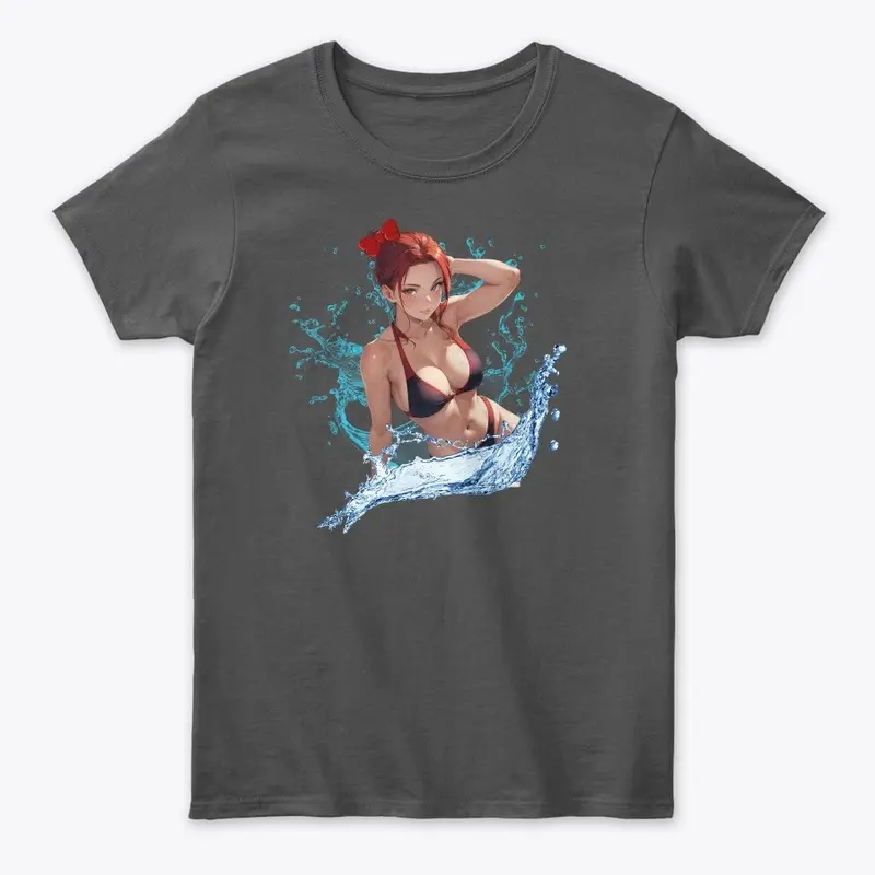 Red-Haired Waifu in Water Splash