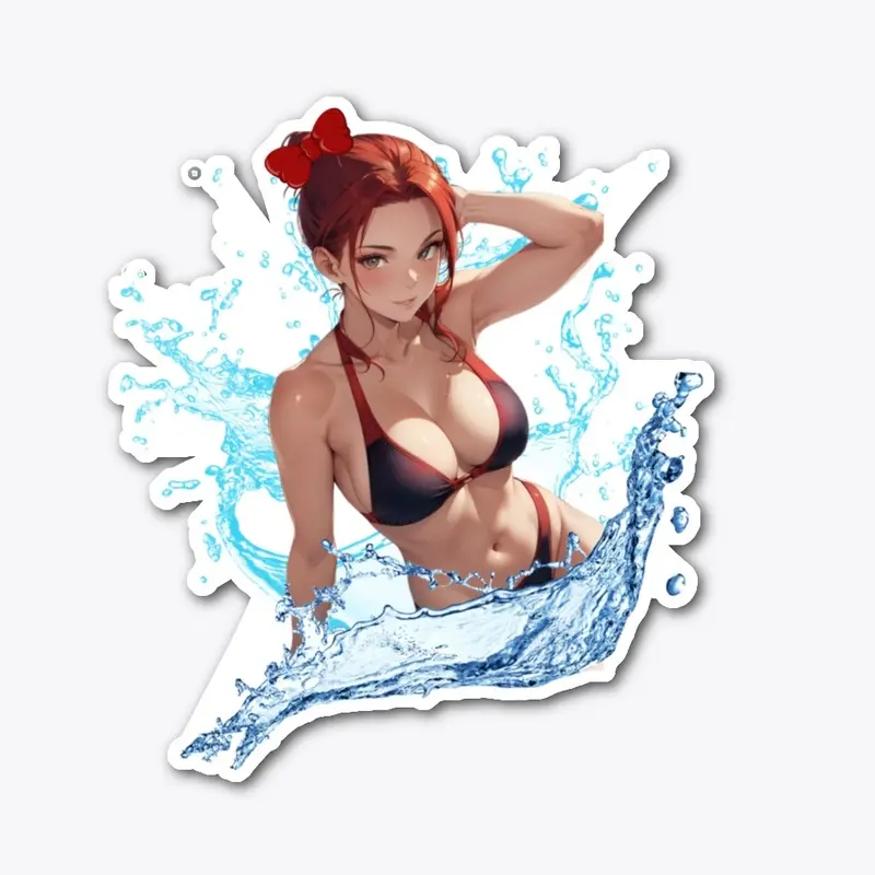 Red-Haired Waifu in Water Splash